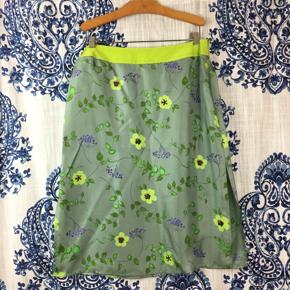 ELSPETH GIBSON silk floral pattern silt skirt 10